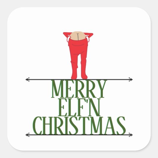 エルフのイタズラ クリスマスグリーティングサイン スクエアシール (正面)