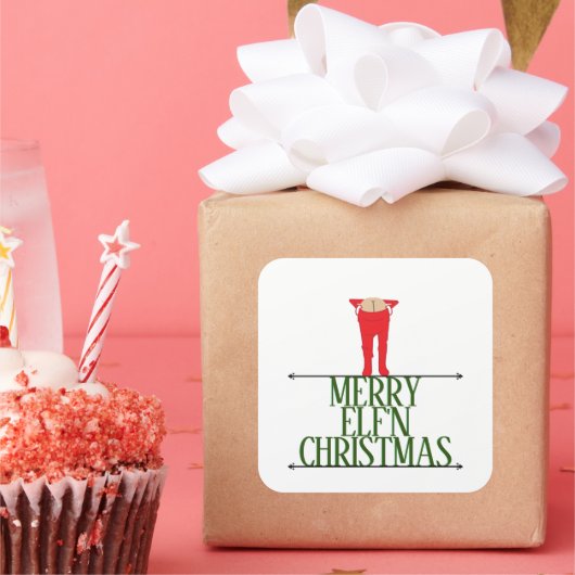 エルフのイタズラ クリスマスグリーティングサイン スクエアシール (パーティー)