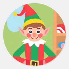 エルフのクリスマスホリデーパーティーステッカー ラウンドシール