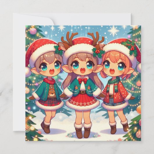 エルフのシカ メリークリスマス シーズンカード (正面)