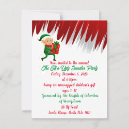 エルフのダサいセーターのホリデー招待状 シーズンカード