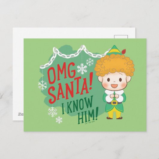 エルフのバディ えっ、サンタ!知ってる! シーズンポストカード (正面/裏面)