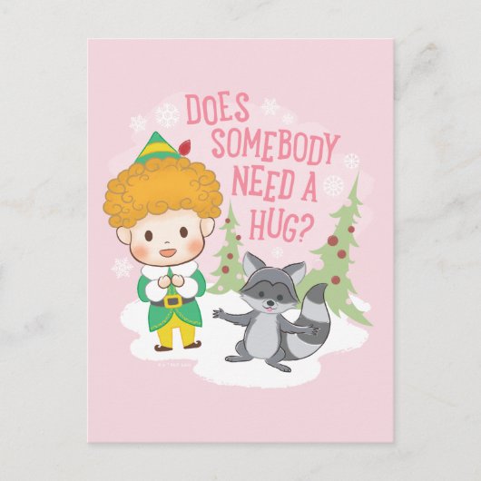 エルフのバディ 抱っこが必要なのは誰? シーズンポストカード (正面)