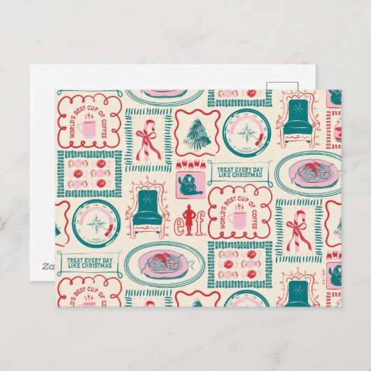エルフのホリデーアイコンパターン シーズンポストカード (正面/裏面)