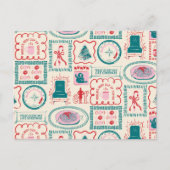 エルフのホリデーアイコンパターン シーズンポストカード (正面)