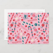 エルフのホリデー キャンディーパターン シーズンポストカード (正面/裏面)