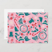 エルフのホリデー フレーム アイコン パターン シーズンポストカード (正面/裏面)