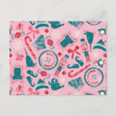 エルフのホリデー フレーム アイコン パターン シーズンポストカード (正面)