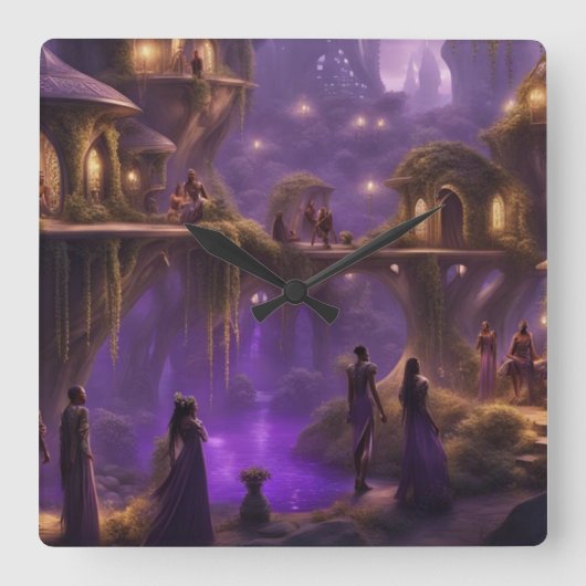 エルフの世界 スクエア壁時計 (正面)