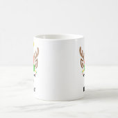 エルフの帽子をかぶったトナカイのクリスマス 名前入り ホリデー コーヒーマグカップ (中央)