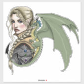 エルフの戦士ドラゴンのファンタジー魔法の中世ピーチ シール (シート)