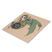 エルフの戦士ドラゴンのファンタジー魔法の中世ピーチ タイル (側面)