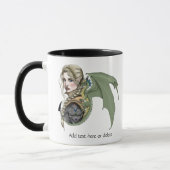 エルフの戦士ドラゴンのファンタジー魔法の中世ピーチ マグカップ (左)