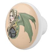 エルフの戦士ドラゴンのファンタジー魔法の伝統的なピーチ セラミックノブ (右)