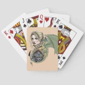 エルフの戦士ドラゴンのファンタジー魔法の伝統的なピーチ トランプ (裏面)