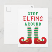 エルフの戯れをやめろ 面白いクリスマスのフレーズ ポストカード (正面/裏面)