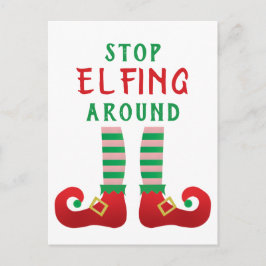 エルフの戯れをやめろ 面白いクリスマスのフレーズ ポストカード