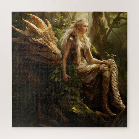 エルフの森の女王とドラゴン ジグソーパズル (縦)