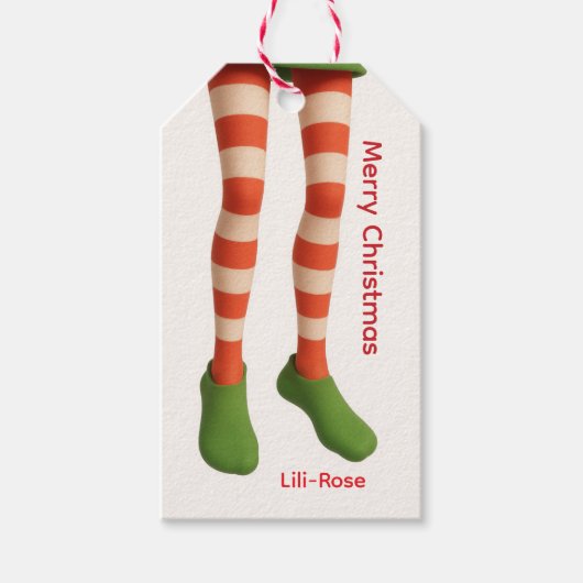 エルフの足のクリスマスギフタグ | ノースポールホリデー ギフトタグ (正面)