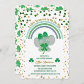 エルファントリトルシャームロックSt patricksベビーシャワー 招待状 (正面/裏面)