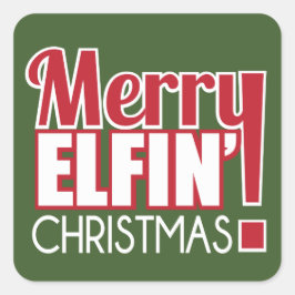 エルフィンメリークリスマスステッカー スクエアシール