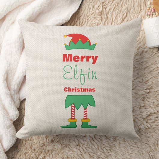 エルフィンメリークリスマス小妖精や小人ハットストライプのソックス クッション (ブランケット)