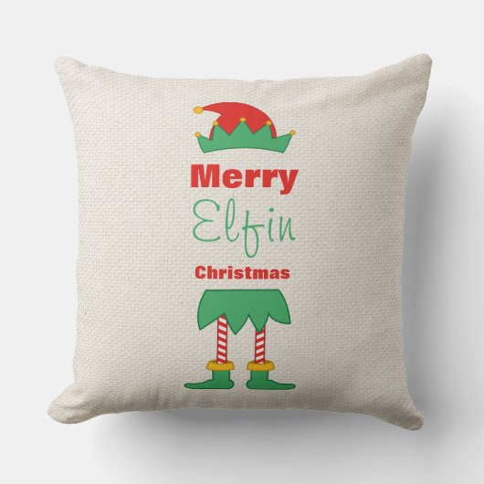 エルフィンメリークリスマス小妖精や小人ハットストライプのソックス クッション (正面)