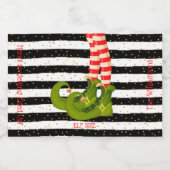 エルフェッドアップ白黒ストライプクリスマスミニ リキュールボトルラベル (シングルラベル)