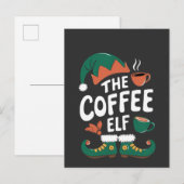 エルフコーヒー ファニー クリスマス エルフ コーヒー ラバー インビテーションポストカード (正面/裏面)