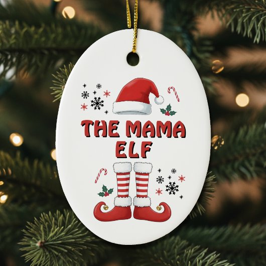エルフブーツ サンタハット ホワイトクリスマス セラミックオーナメント