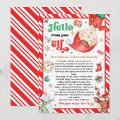 エルフ到着の手紙 こんにちは! クリスマスに帰ってきました 招待状 (正面/裏面)
