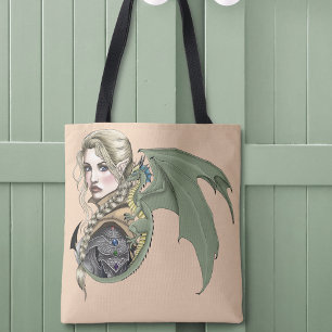 エルフ戦士ドラゴンファンタジー トートバッグ
