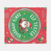 エルフ検定 サンタ公認 ヴィンテージ クリスマス フリースブランケット (正面(横))