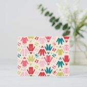 エルフ カラフル コートと靴のパターン シーズンポストカード (スタンド正面)