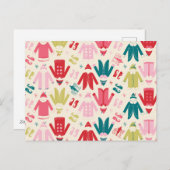 エルフ カラフル コートと靴のパターン シーズンポストカード (正面/裏面)