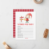 エルフ、クリスマスのベイビーシャワーの赤ちゃんへの願いカード ノートカード (正面/裏面インサイチュ)