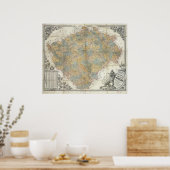 エルベンのボヘミアの地図1883年チェコ ポスター (キッチン)