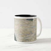 エルベ川で家に戻っている造船所の労働者 ツートーンマグカップ (正面右)