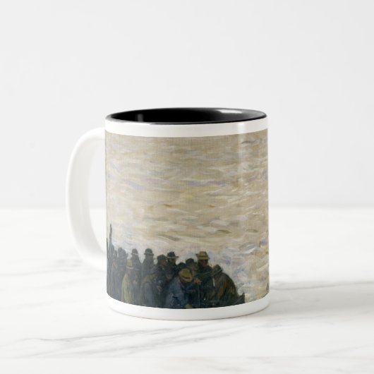 エルベ川で家に戻っている造船所の労働者 ツートーンマグカップ (正面左)