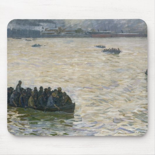 エルベ川で家に戻っている造船所の労働者 マウスパッド (正面)