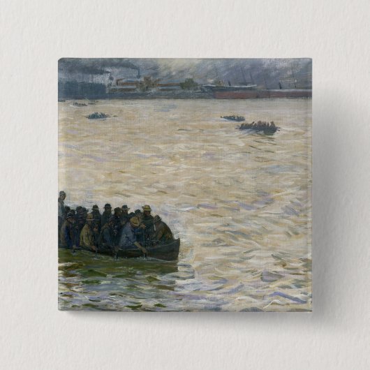 エルベ川で家に戻っている造船所の労働者 缶バッジ (正面)