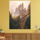 エルベ砂岩の山々の岩の風景 キャンバスプリント (インサイチュ (リビング))