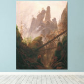 エルベ砂岩の山々の岩の風景 キャンバスプリント (インサイチュ (ウッドフロア))