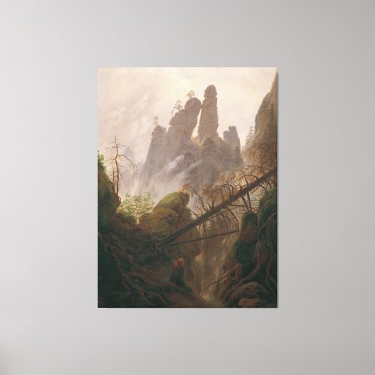 エルベ砂岩の山々の岩の風景 キャンバスプリント (正面)