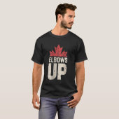 エルボーアップカナダ 1867年創設 誇り高きカナダ人 強く Tシャツ (正面フル)