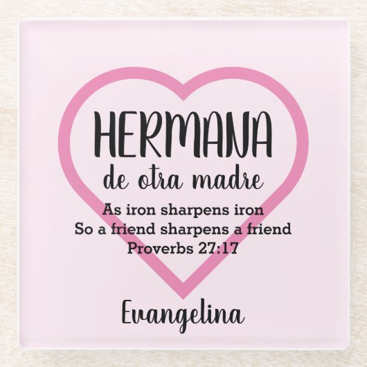 エルマナデオトラマドレクリスチャンパーソナライズされたBFF ガラスコースター (正面)