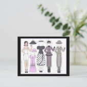 エルマ、1920年代アールデコ人形の紙少女 ポストカード (スタンド正面)