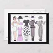 エルマ、1920年代アールデコ人形の紙少女 ポストカード (正面/裏面)