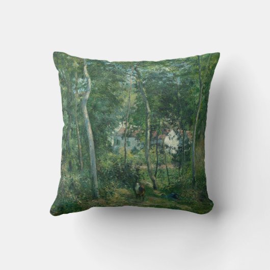 エルミタージュの近くの森のカミーユ・ピサロ クッション (裏面)