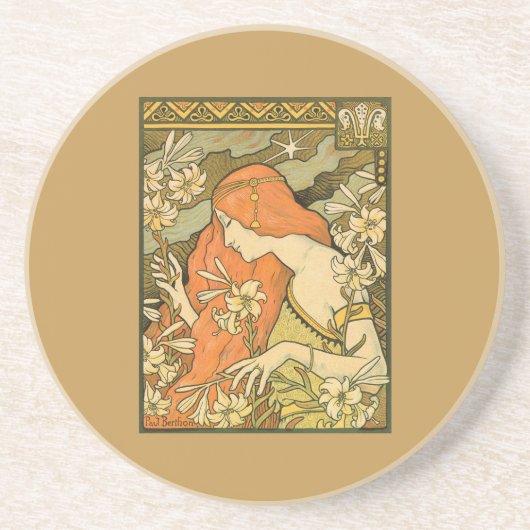 エルミタージュフランスの新しいの花の分野の女性 コースター (正面)